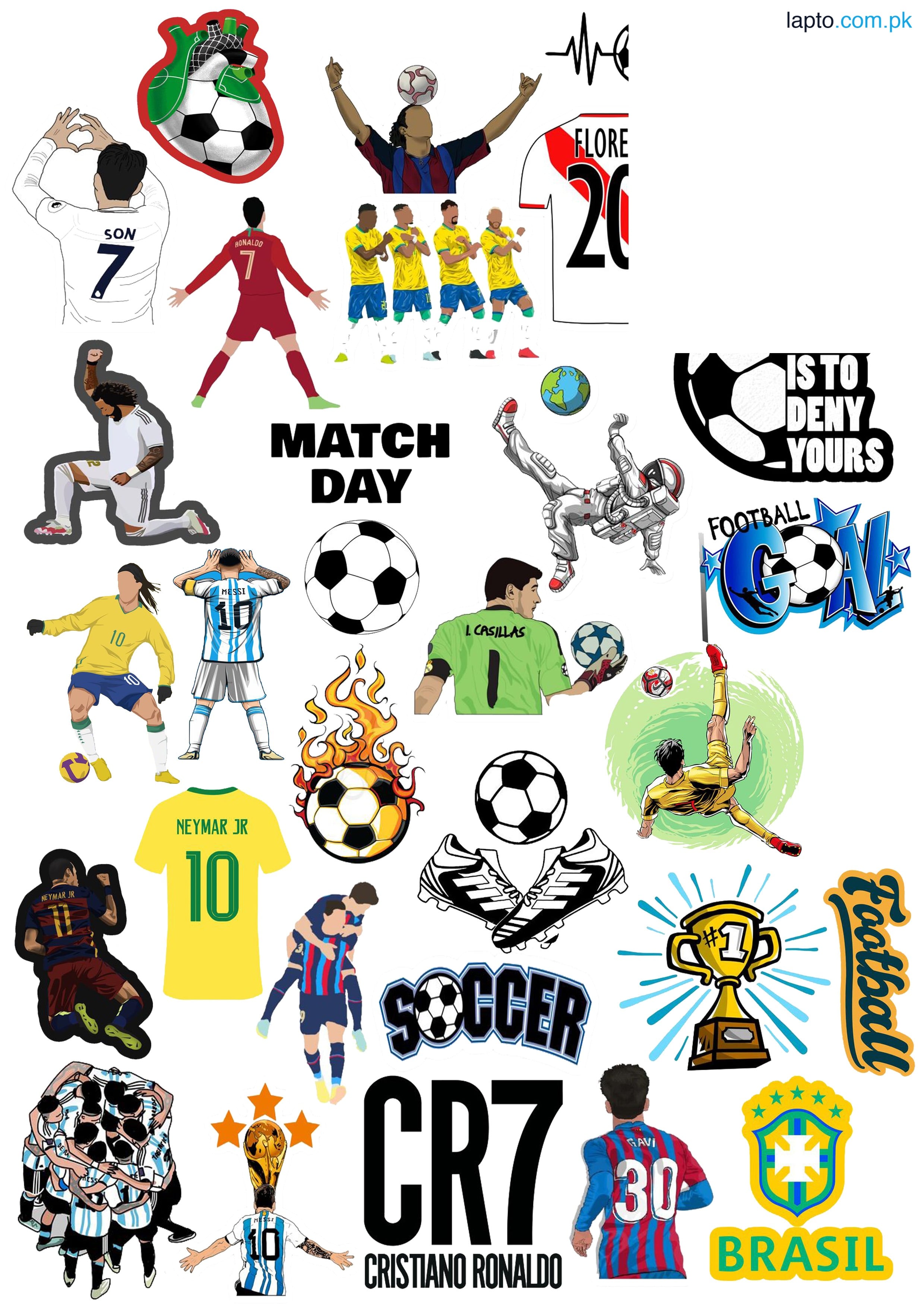 Football Stickers for Boys- Sports Stickers for Girls - stickers For Boys - Sticker For girls Pack of 30 Student Stickers - Size 4 CM Sticker For Laptop ,& Mobile