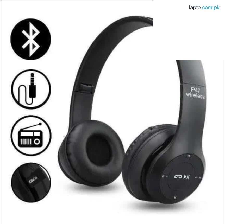 P47 Wireless Headset Bluetooth Foldable Headphone (Connect with All Smart Cell Phones / Laptops / Computer Systems).
