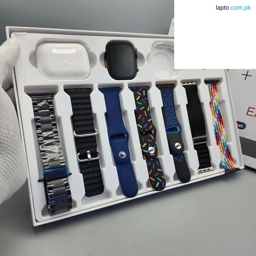 I20 Ultra Max Smart Watch 2.3 inch HD Display, Bluetooth Calling, Wireless Charging, AirPods, Multi Sport Tracking, Waterproof, Health Monitoring, 7 Straps Included