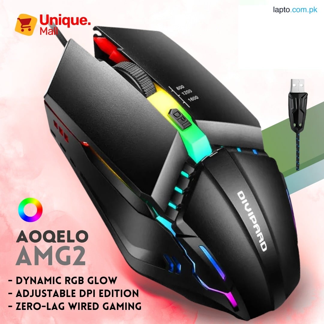 AMG2 RGB Gaming Mouse with FREE Mouse Pad | Cheap & Durable, USB Wired Optical Mouse | 7 LED RGB Backlit Color Effect | High-Precision Sensor Mouse for PC, Laptop, Desktop, Office, Minecraft, Mobile PUBG, Free Fire, COD | By UNIQUE MALL.
