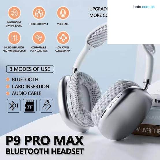 P9 Pro Max Bluetooth Wireless Headphones, Noise Cancelling, Stereo Sound, TWS Earbuds, Gaming Headset, Microphone, HiFi Earphones, Sports Gaming, Supports TF, Type C Charging
