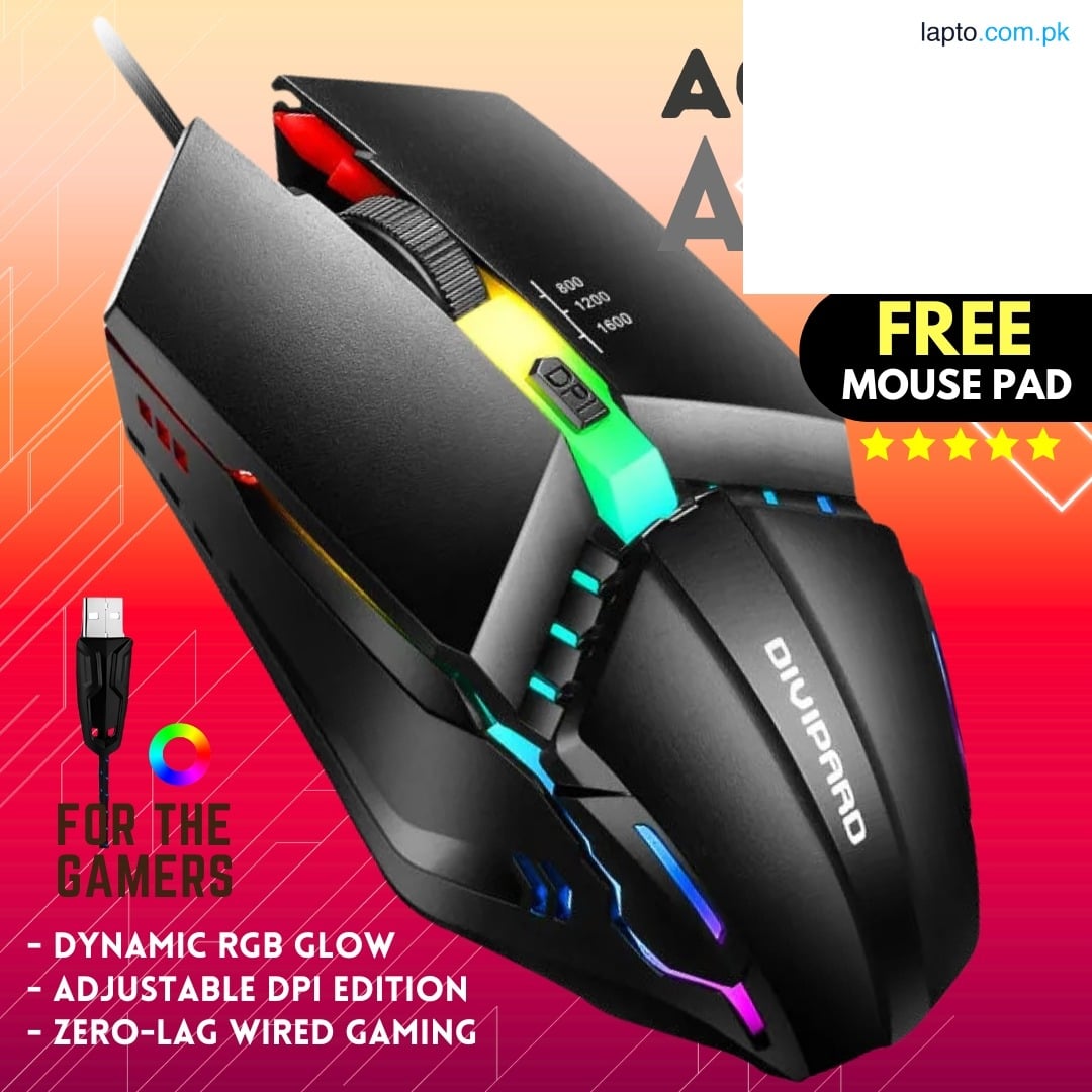 AMG2 Wired RGB Optical Mouse | Heavy Duty Mechanical Gamer Mouse with 3-Level Adjustable DPI | Breathing LED Glow & Anti-Pull Braided Cable | Ergonomic USB PC Mouse for Computer, Laptop, Mac & Office Productivity.
