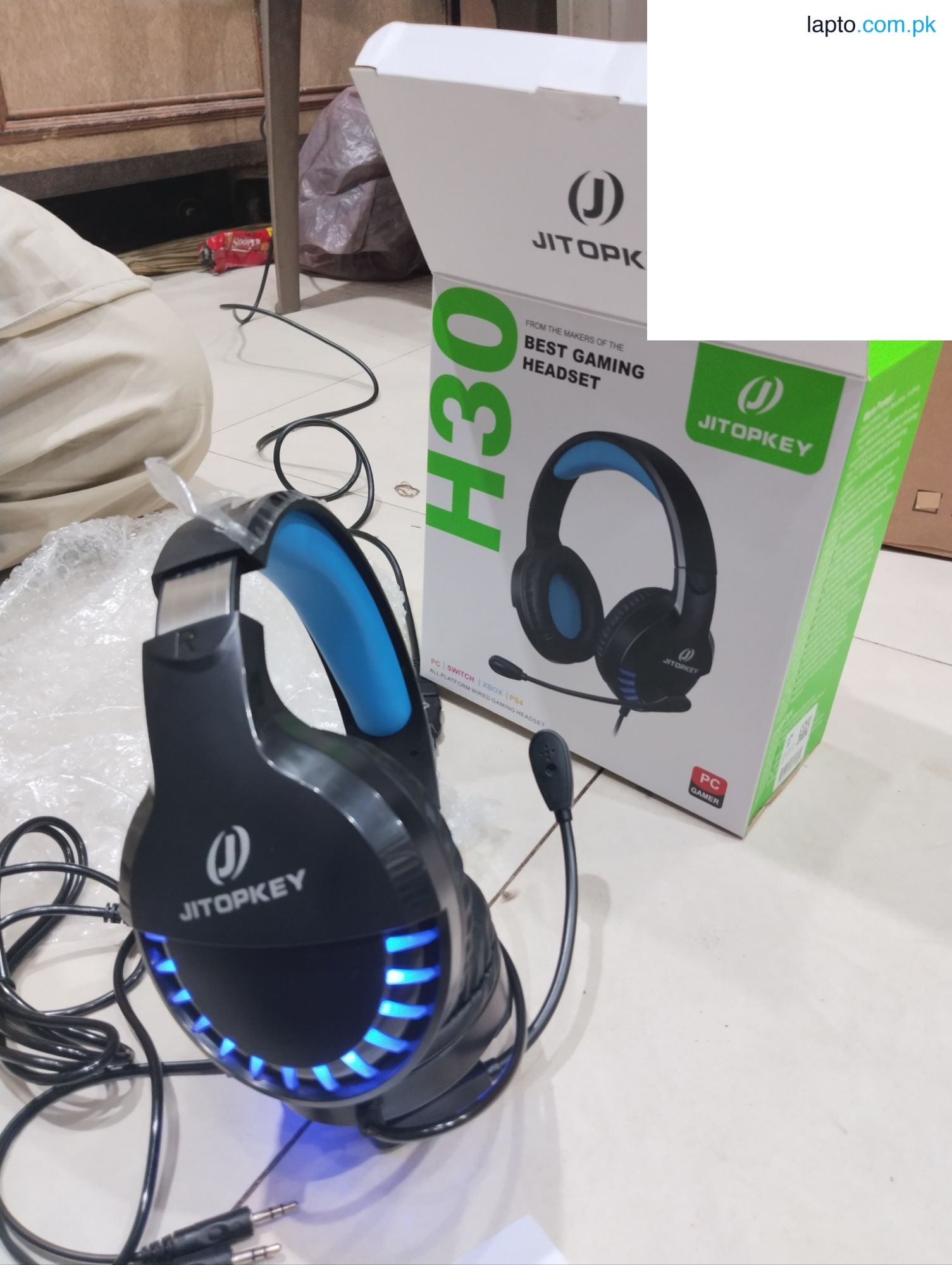 JITOPKEY H30 Headphones LED Lights with Microphone, Headset Stereo Gaming Deep Bass Volume Control for School/PS4/PS/5Xbox/ PC/Laptop/Mac/Tablet Smart Phone