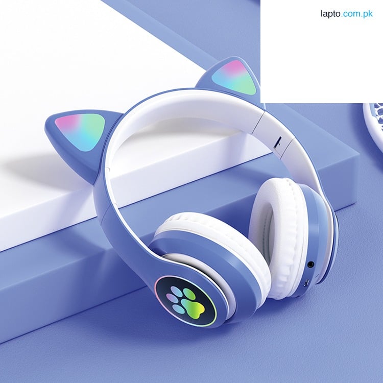 New STN 28 Cat Ear Bluetooth 5.0 Stereo Headset with RGB Lighting, Microphone, TF Card Support, and Universal Compatibility