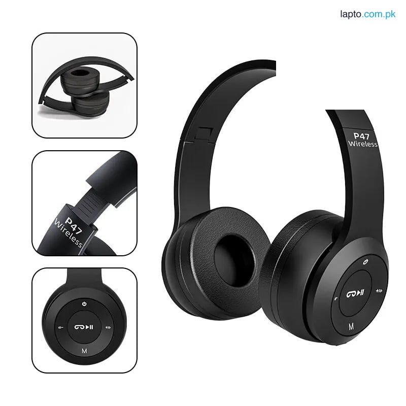P47 Wireless Headset Bluetooth Foldable Headphone (Connect with All Smart Cell Phones / Laptops / Computer Systems).