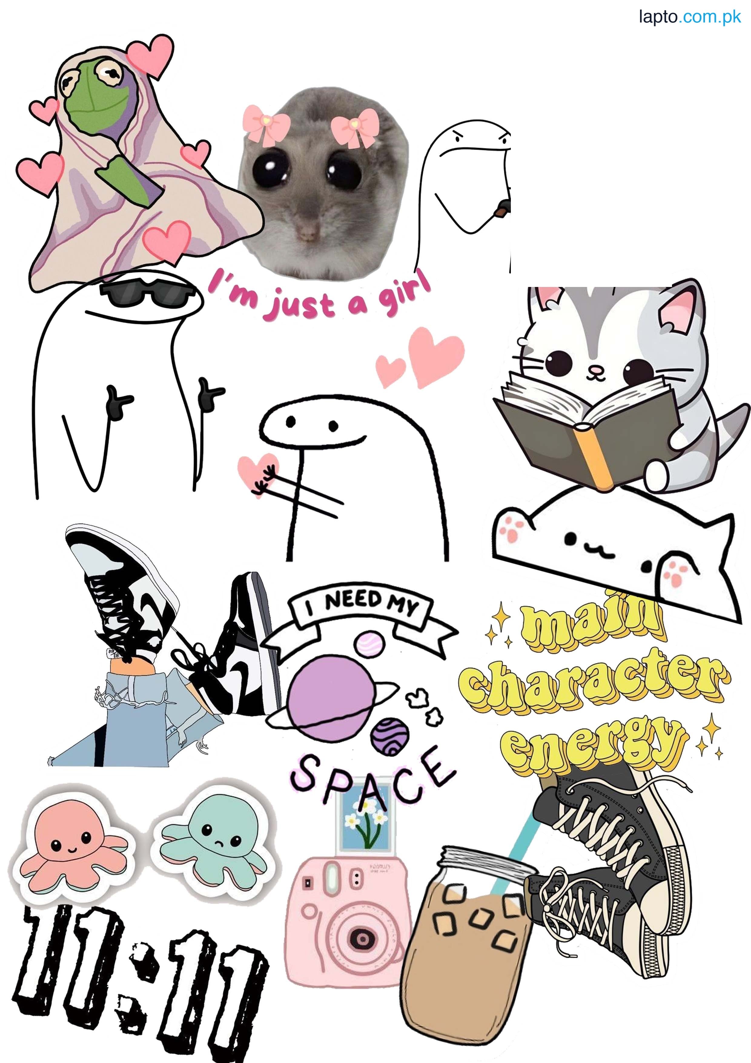 14 pcs Cartoon Pink Style Girl Stickers Guitar Skateboard Laptop Makeup Sticker - Stickers for Laptop - Stickers for Girls Sticker For Laptop Sticker For Girls Sticker Size 5 to 6 cm