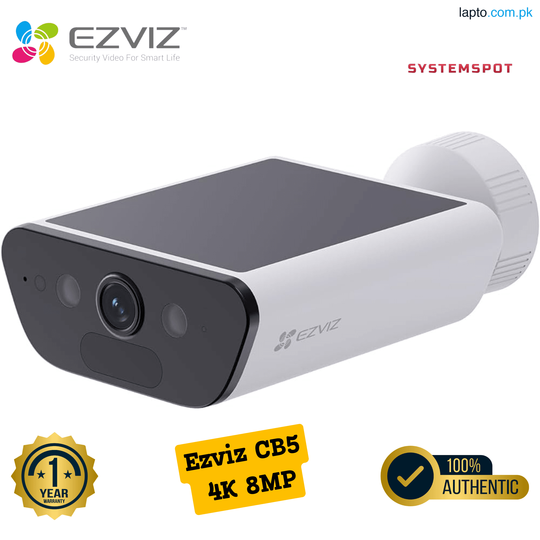 EZVIZ CB5 8MP 4K Solar Security Camera Outdoor Wireless 2-IN-1 Built-in Solar Panel, Two Way Talk, AI-Powered Human Shape Detection, AI-Powered Vehicle Detection