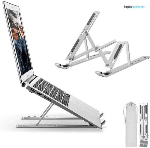Portable Foldable Laptop Stand – Adjustable Aluminum Metal Stand with Anti-Slip Rubber Grips Ergonomic Folding Laptop Holder for MacBook Dell HP Lenovo Asus | Lightweight Durable Laptop Stand for All Sizes Adjustable Height for Comfortable View