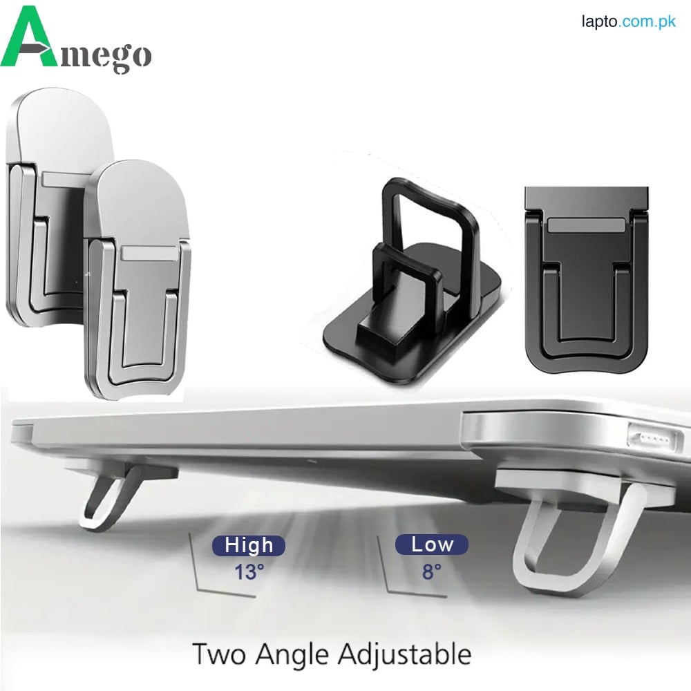 2PCs Laptop Riser Clip Mini laptop Stand, invisible Compact Foldable Laptop Riser and Cooling LaptopStand for all sizes Laptops, Tablets and mobile – Portable Laptop Stand, Aluminum mini laptopstand, Adjustable Height, Self-adhesive, Durable & Lightweight
