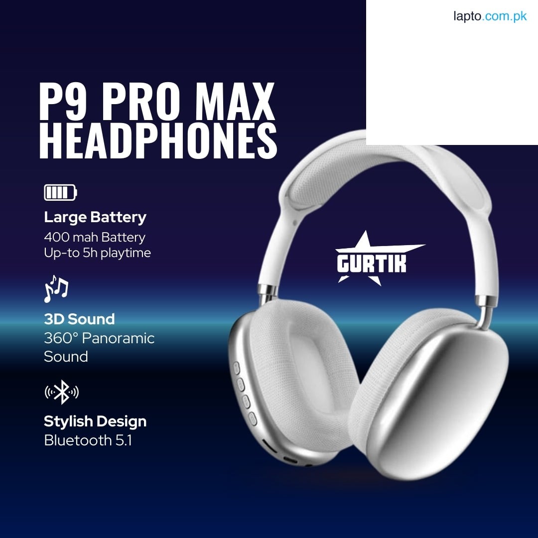 GURTIK P9 Pro Max Wireless Bluetooth 5.1 Headphones - Hi-Fi Headset with TF Card Slot - Gaming Headset Featuring Stereo Surround Sound, Volume Adjustment, Noise Cancellation - Over Ear Headphones for PC and Mobile - Built-in Mic for Android & iPhone