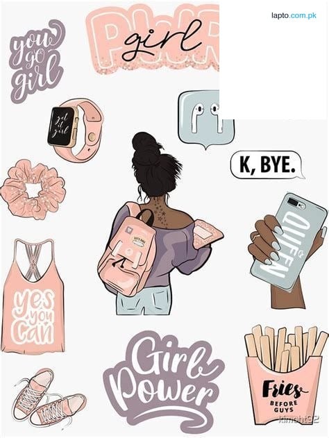 Pack of 13 - Stickers for Girls - Pink Stickers - Stickers for Mobile Back Cover - Sticker for Notebook - Sticker for Scrap Book - Mix Sizes 3 to 4 cm