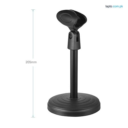 Adjustable Desk Microphone Stand Mic Holder with Clip Max. Height 345mm for Meetings Lectures Podcasts Black (Plastic Base)