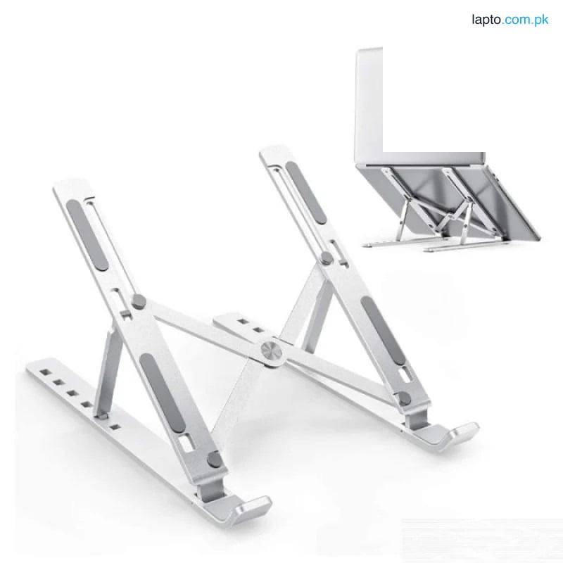 18-Inch Foldable Laptop Stand with Adjustable Height, Anti-Slip Silicone Pads, Collapsible Design, and Overheating Protection for Laptops & MacBooks