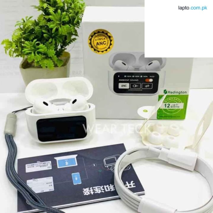 A9 Pro Touch Screen Airpods Pro - ANC Wireless Earbuds With Bluetooth 5.0, LCD Display, Super Bass And Pop-Up Feature