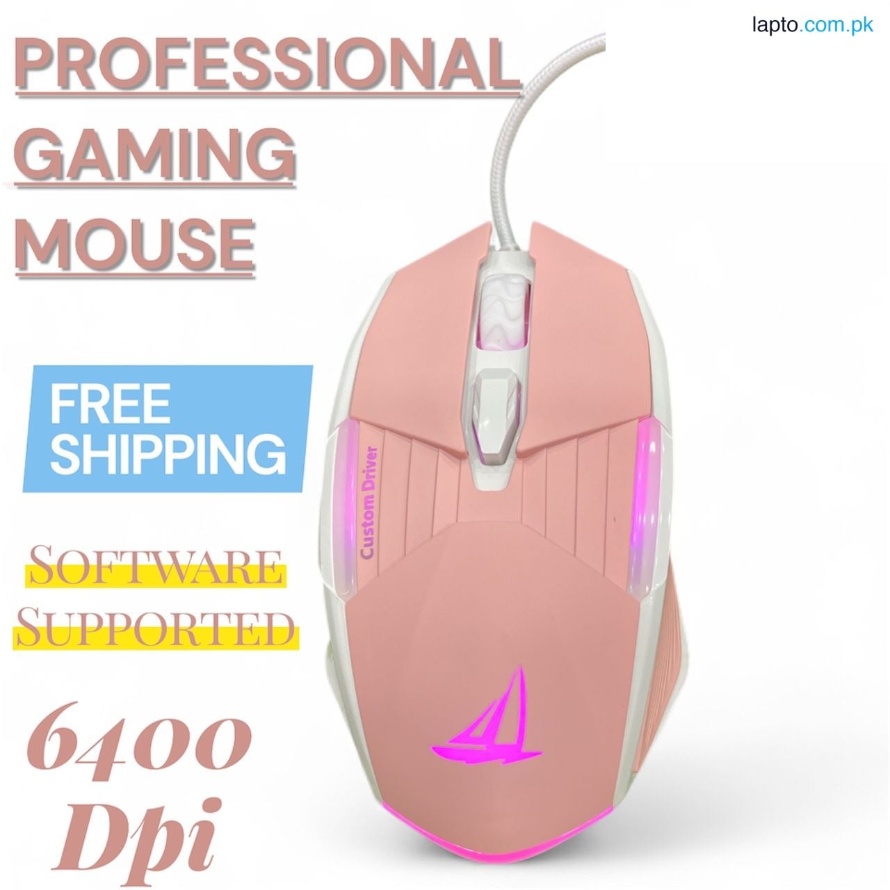 Professional Gaming Mouse With Adjustable DPI Upto 6400 Dpi Software Supported And Rgb Lights High Quality