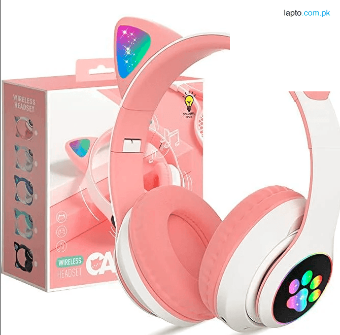 Headphones for Toddler Boy Girl Teen Children w/Microphone for Phone/Laptop/HeadKids Headphones, Cat Ear Wireless Headphones, LED Light Up Bluetooth Over On Ear Pink phones gift for girls| beautiful head phone for girls Headphones for girls| Headphone