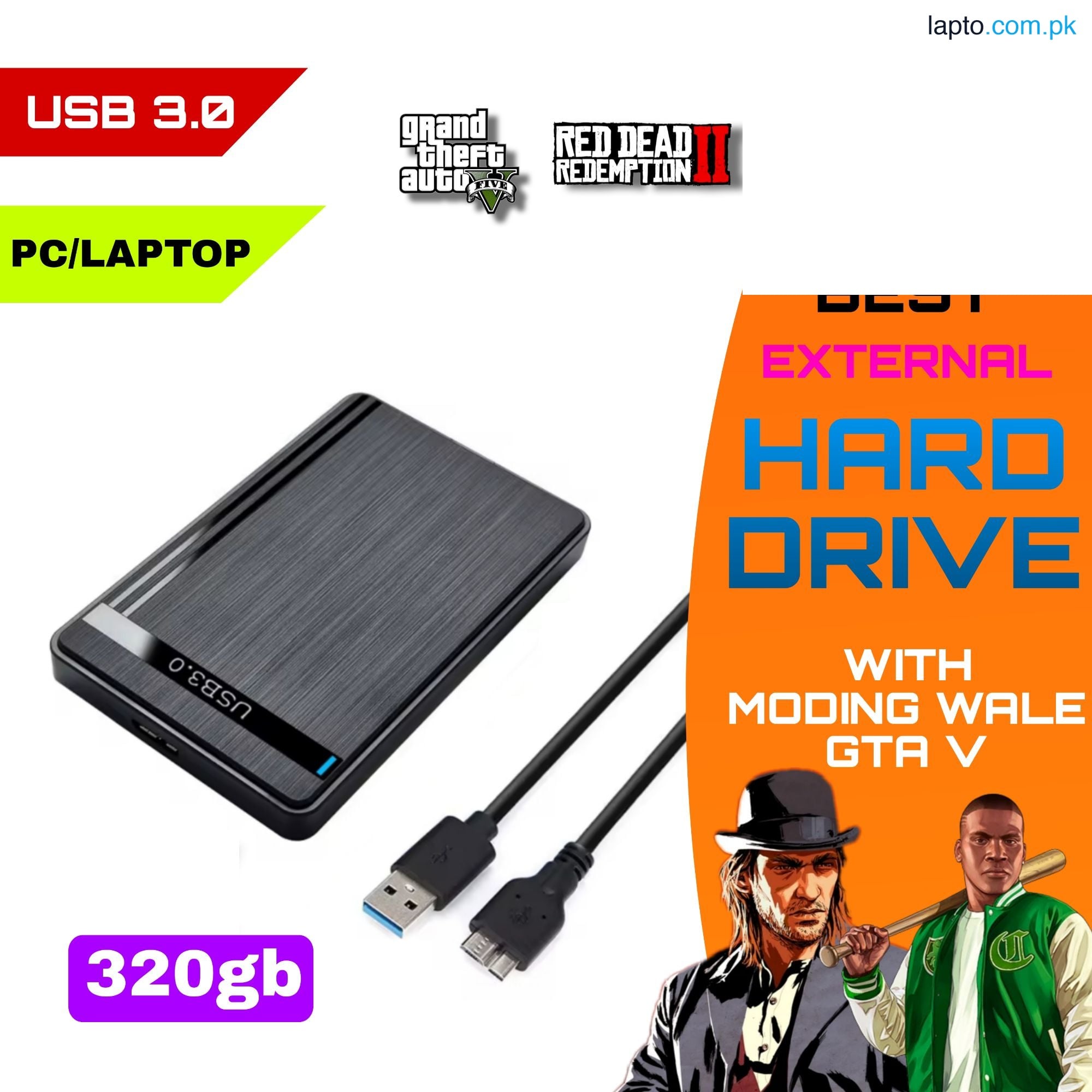 320GB USB 3.0 PC/LAPTOP EXTERNAL HARD DRIVE FULL OF GAMES GTA V, RDR2, AND MANY MORE GAMES
