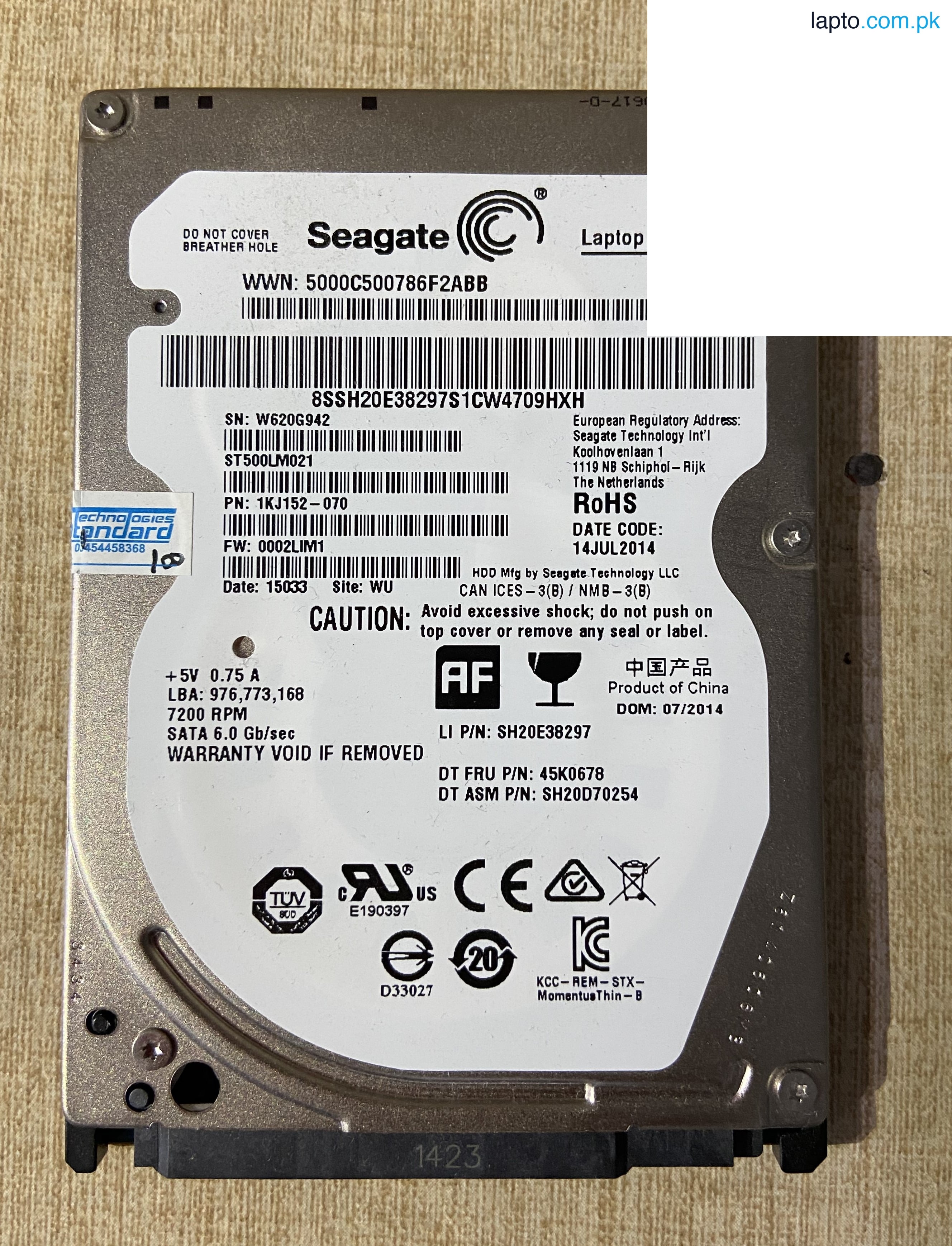 Seagate 500 GB Slim Laptop Hard Disk 7200 rpm 100% Original Health Pulled, Western Digital, Thin HDD, 2.5'', Branded Drive