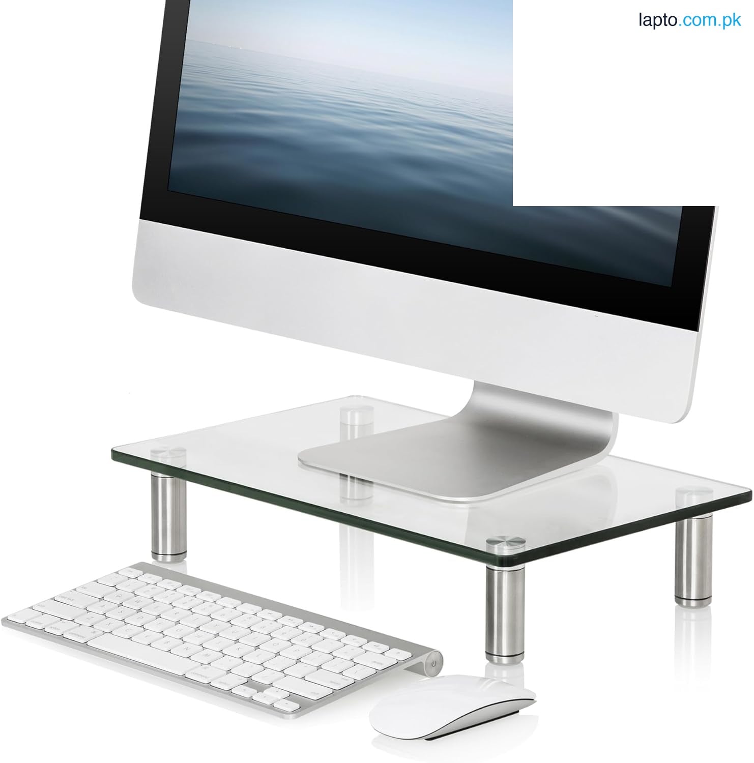 DS Acrylic LCD TV Computer Monitor Screen Stand Riser Table Desk Organiser, Clear Monitor Stand for Desk, Create More Storage Space Under for Screens/Laptops/Printers
