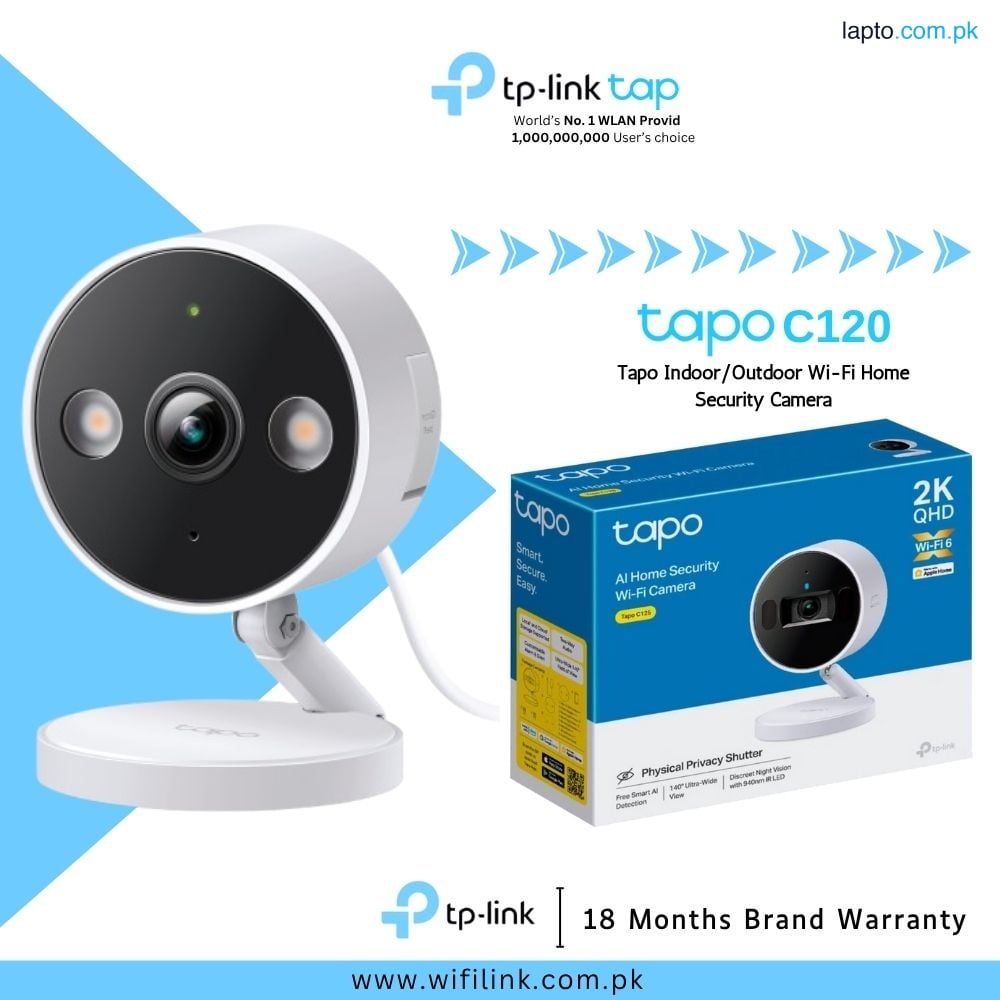 TP-Link Wi-Fi Camera Tapo C120 / C125 Tapo Indoor/Outdoor Wi-Fi Home Security Camera - 18 Months Brand Warranty