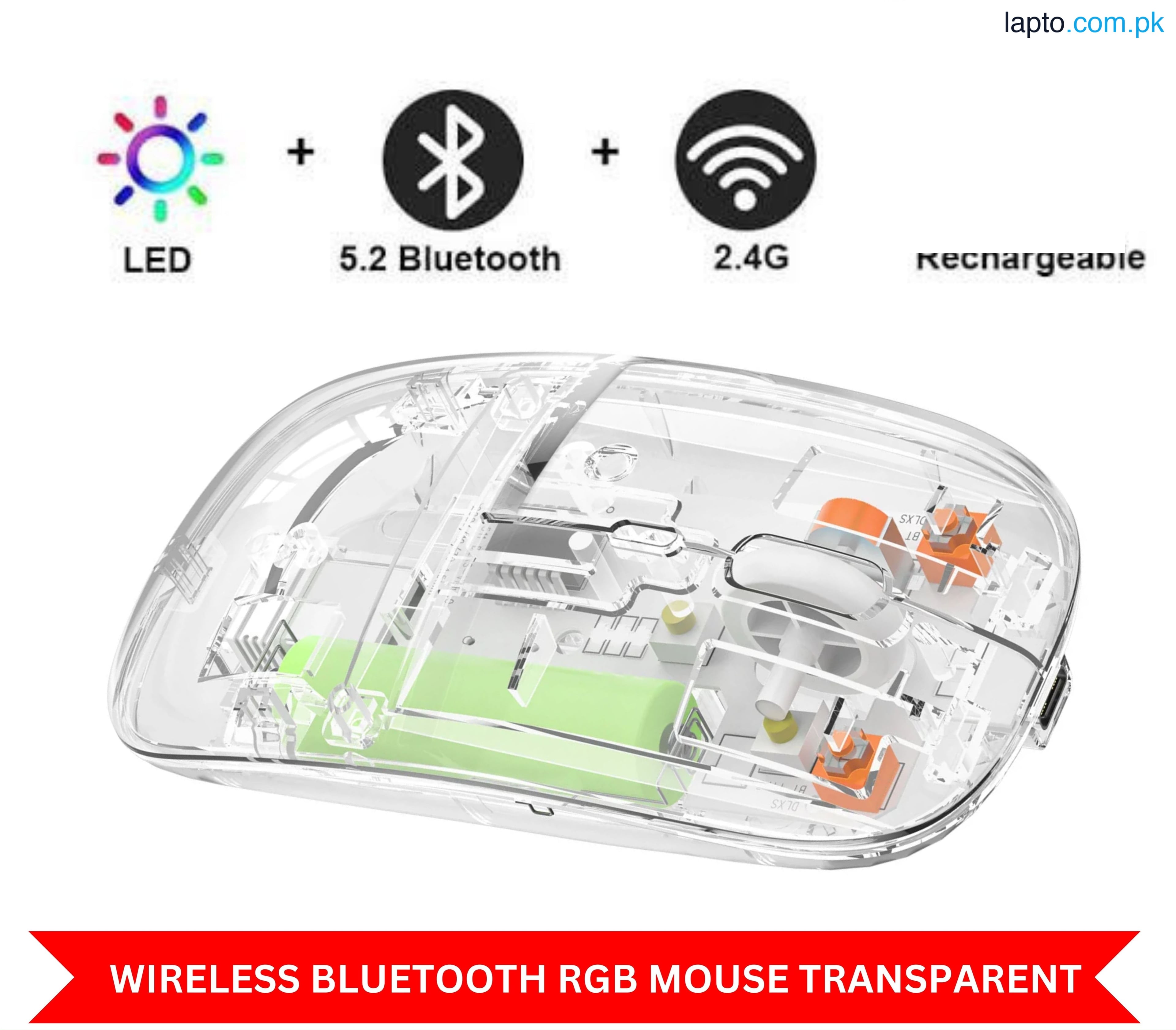 Type C Transparent Rechargeable Wireless Mouse Ultra Slim Gaming Mouse RGB Dual Mode 5.1 Bluetooth Mouse Rechargeable Battery Gaming RGB USB Wireless Optical Mouse With Silent Clicks 2.4G Backlit Mice Mouse For Pc Laptop, Computer, MacBook, iPad, Smart TV