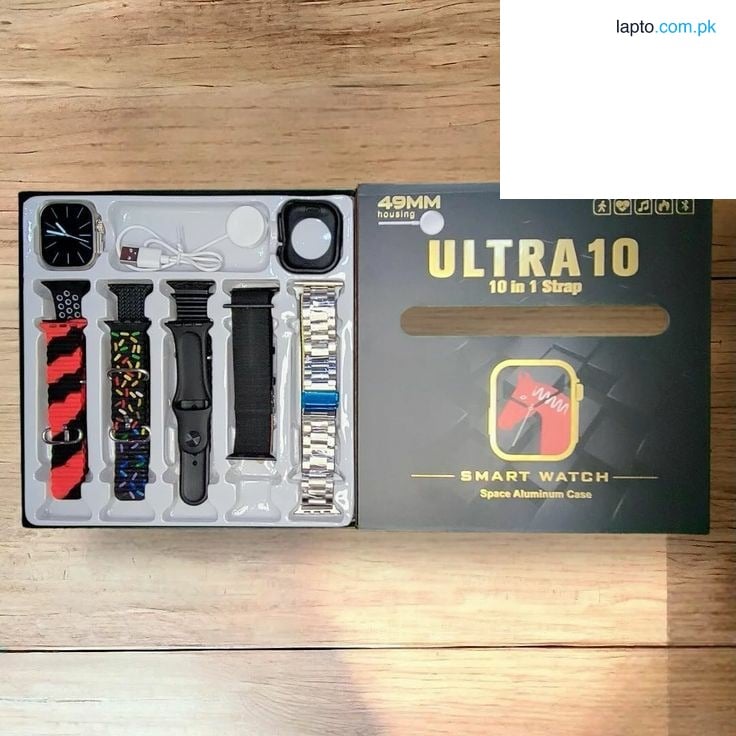 Smart Watch Ultra 10 in 1 Multi-Strap Smartwatch 10 Straps Smartwatch Smartwatch with Wireless Charger Smartwatch with Cover and Straps Fitness Smartwatch Sports Smartwatch Bluetooth Calling Smartwatch Health Monitoring Smartwatch All-in-One Smartwatch