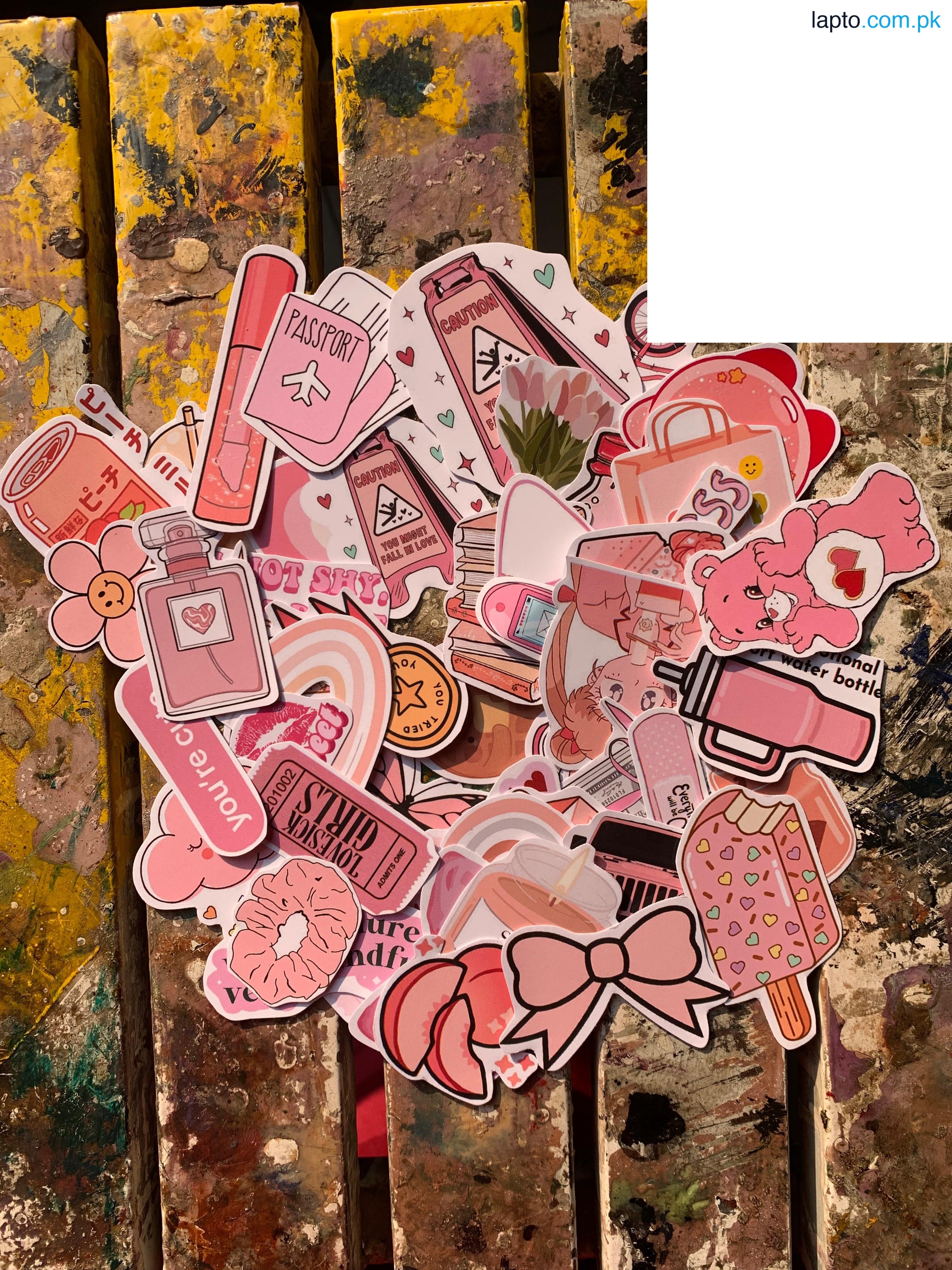 25/50 pcs pink stickers for journaling laptop sticker phone stickers