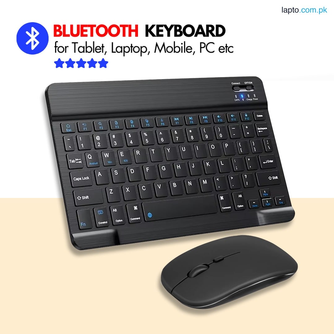【Ultra Slim】 Rechargeable Bluetooth Keyboard and Bluetooth Mouse Combo Ultra Slim Size Keyboard and Ergonomic Mouse for iPad, MacBook, Tablet, Mobile Phone, & Laptop by Al-Buraq Tech Zone