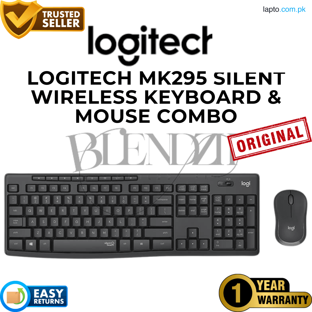 Logitech MK295 Silent Wireless Keyboard & Mouse Combo - 1-Year Battery Life, Quiet Typing, Plug-and-Play for PC/Laptop, Spill-Resistant Design, Compact Ergonomic (Black)