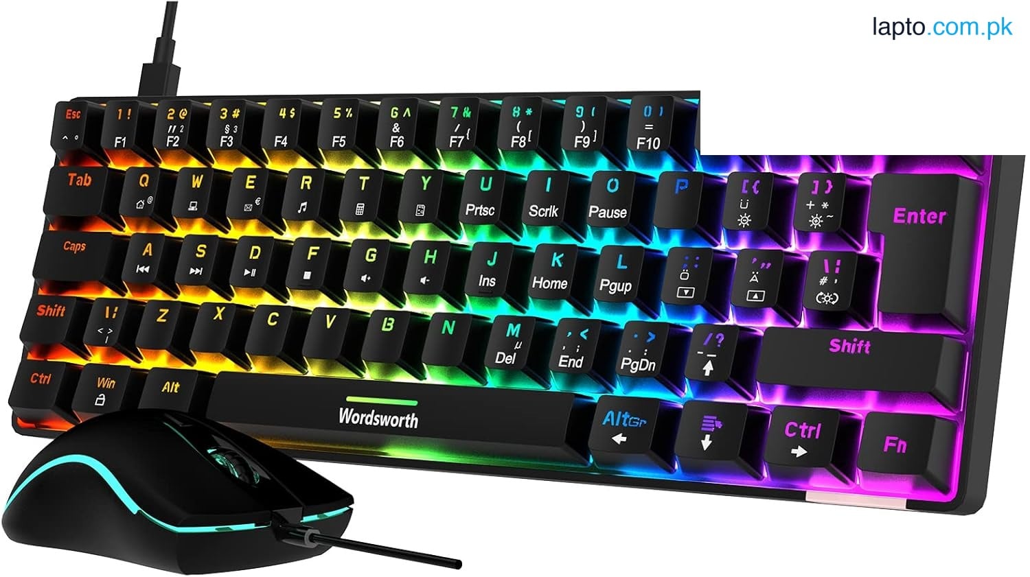 Wordsworth Mechanical Gaming Keyboard and Comfortable Mouse combo With RGB Lights - Black