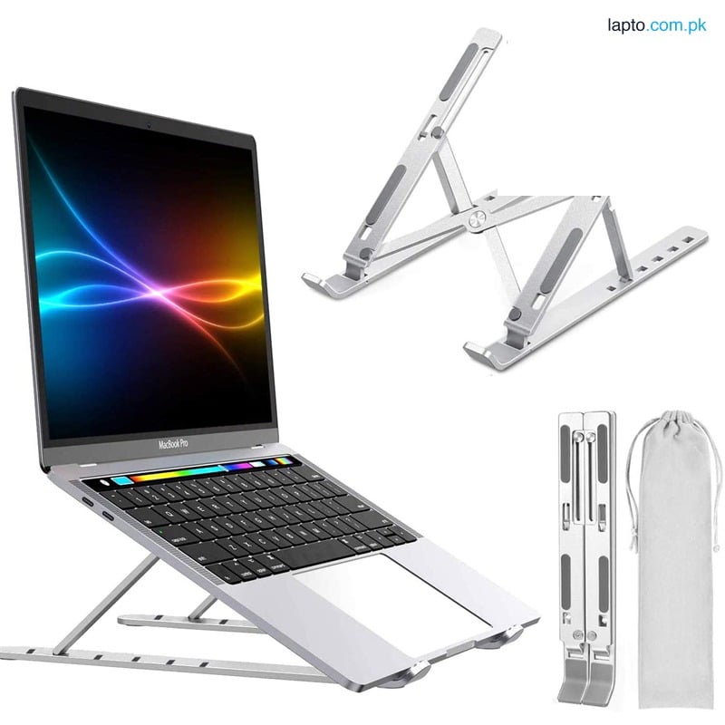 Metal Laptop Stand | Portable Aluminum Folding Adjustable Laptop Stand, Compatible with All Laptops (up to 15.6 inches)