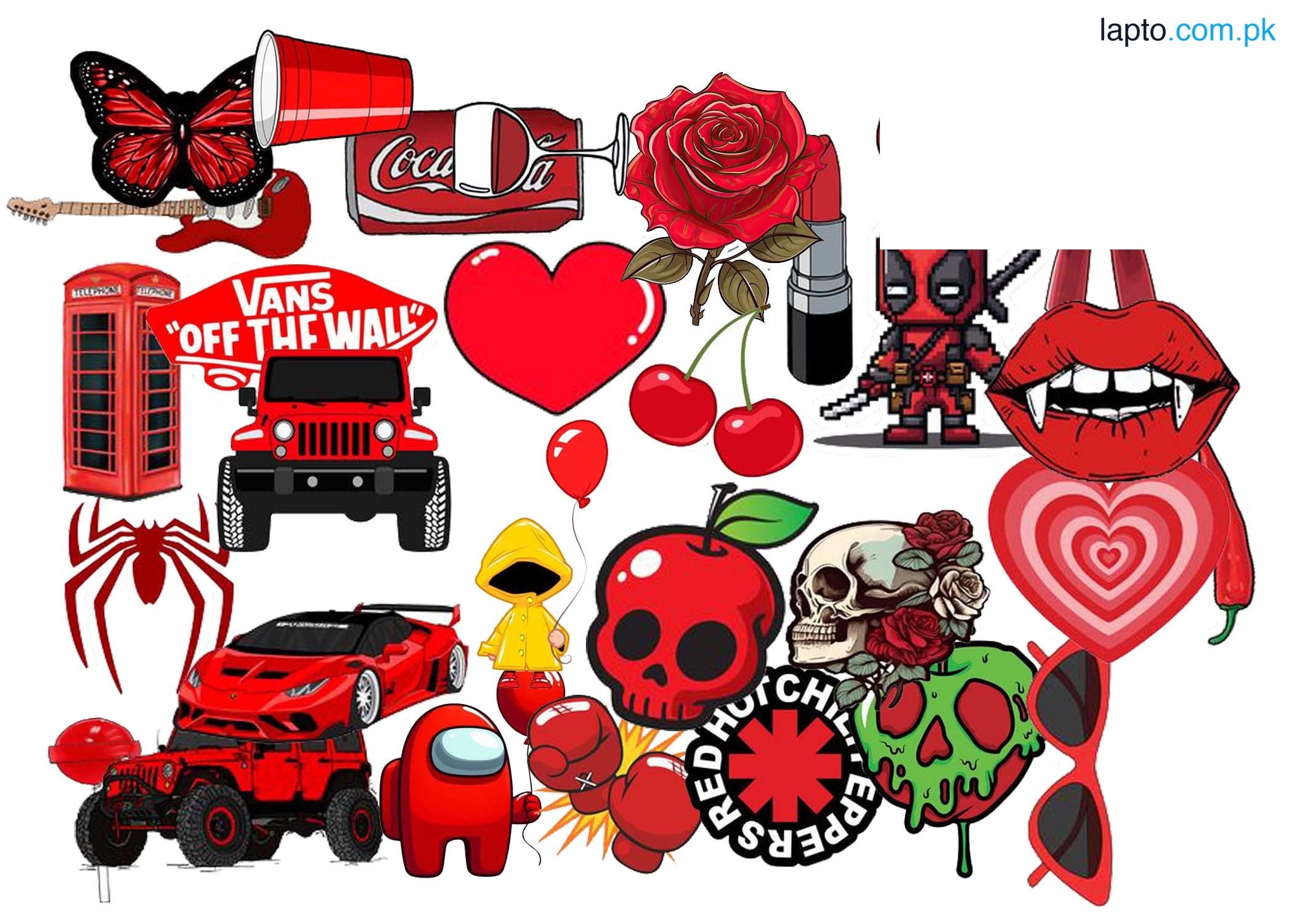 Red Sticker Cool Doodle sticker Cute Kawaii Sticker for Laptop & Mobil Sticker Halloween Sticker Dark Red Sticker 2 Inch x 2 Inch each Sticker Size Cup sticker Glass Sticker Pack Of 30 Sticker