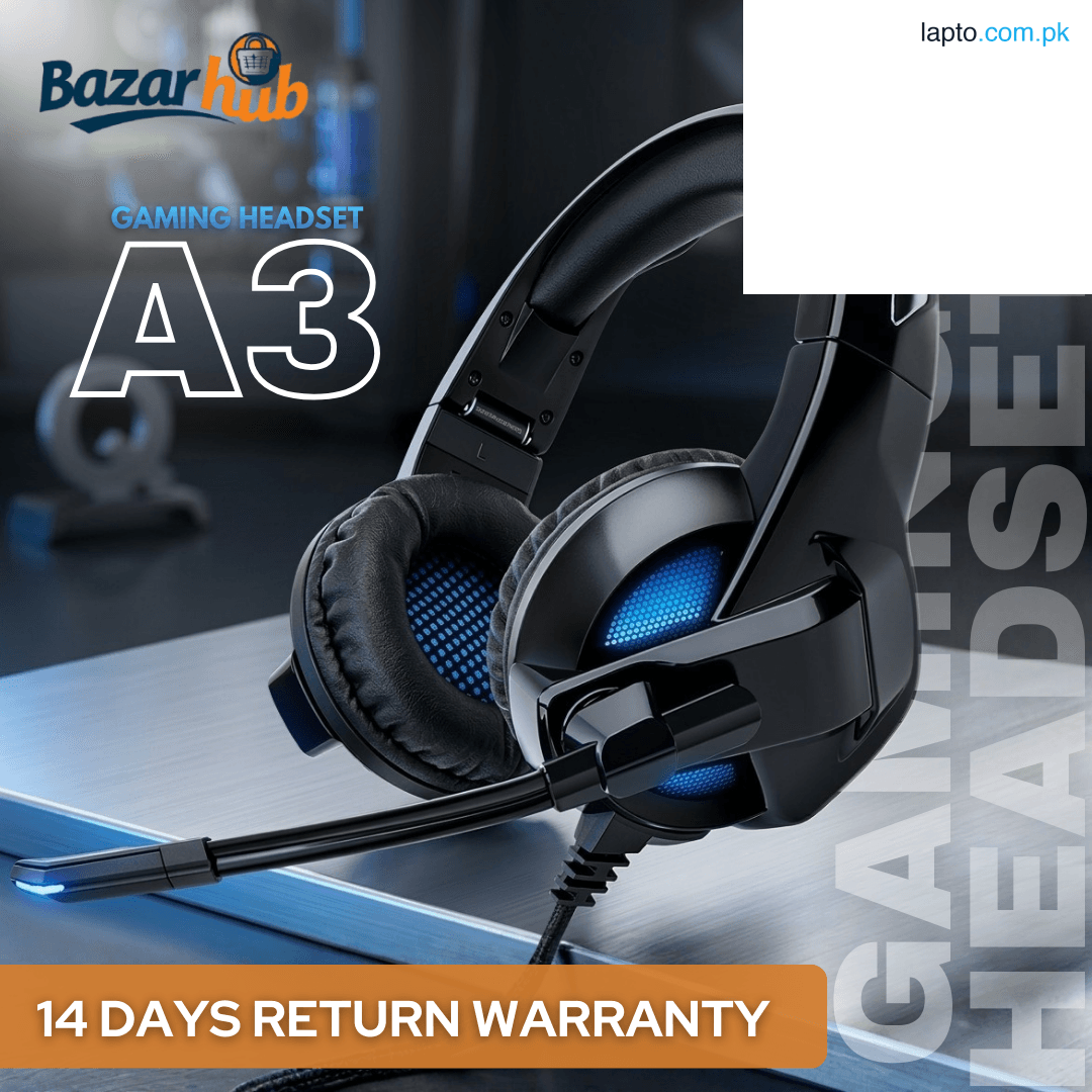 Wired Gaming Headphones A3 - Stereo Sound Base Headset for Gaming with Noise Cancelling Microphone - Rgb Head Phones With Mic For Pubg Mobile Computer, Android, Headphone For PC, PS4, Laptop, Xbox, PS5 USB Plug.