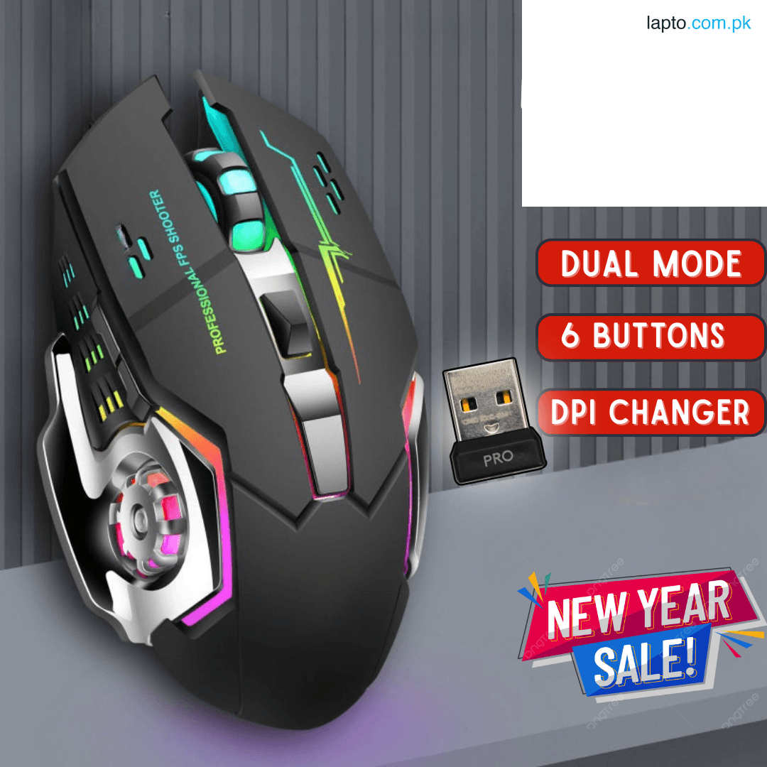 Wireless Mouse for Laptop & PC | Silent Click | Rechargeable Battery with Free Mouse Pad – 6 Buttons, Side Buttons, 3 DPI Levels, LED Breathing Light – Bluetooth & 2.4G – for Girls, PC, Laptop, iPad, Mac, Windows, Mobile, PUBG & Office Use –