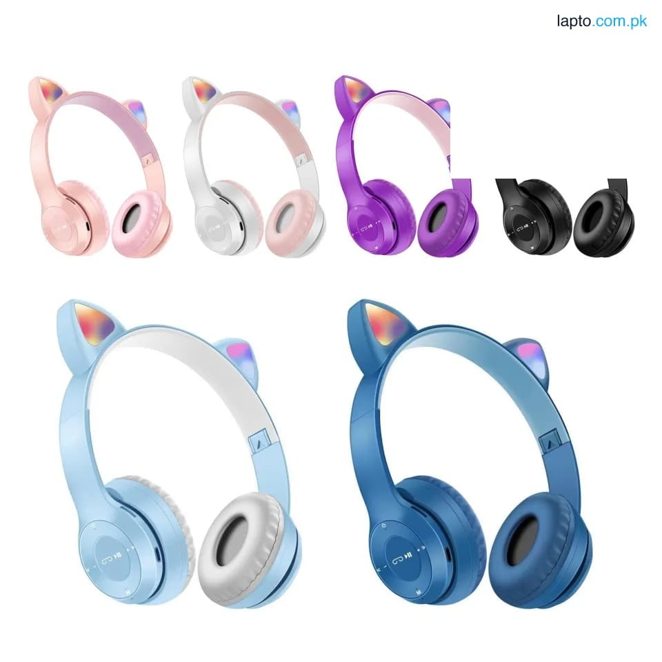 New Cat Headphone Wireless Bluetooth Headphone Headset Cat Ear LED Light Up Wireless Head phones for Mobile Phone PC or Laptop, Children/Kids Headphone, Cat Ear Headphones Kids Headset Young Glowing Girls/Women Headphones