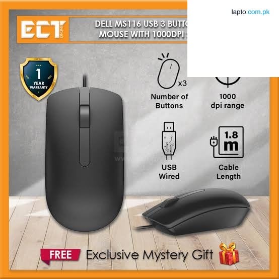 Branded Wired Mouse - Dell, HP, Fujitsu | USB Plug & Play | 3 Programmable Buttons | Gaming-Grade Precision | Comfortable & Durable | Office & Home Use | Best for Fast & Smooth Performance
