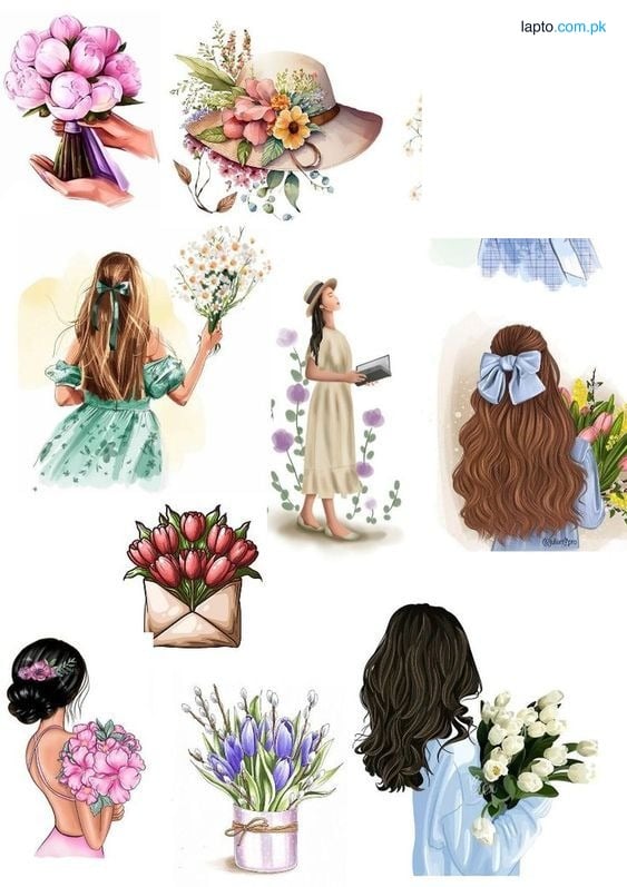 Aesthetic Girls Sticker Aesthetic Sticker Pack of 10 Cool Doodle Aesthetic Stickers 2 Inch X 2 Inch Each Sticker Size Sticker For Laptop Sticker For Mobile Cool Doodle Sticker Old Cute Girls Sticker journal Sticker