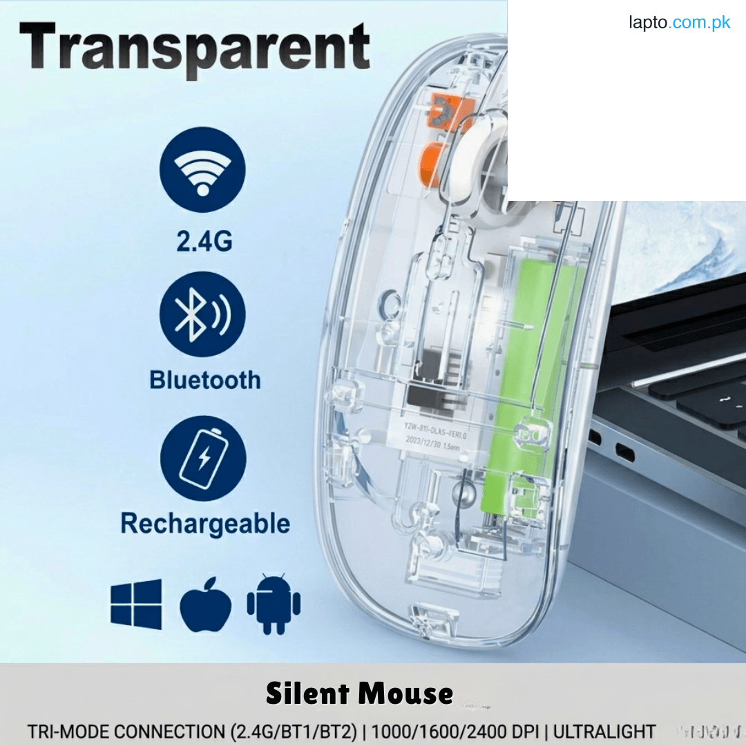 【Original】 Rechargeable Dual Mode Wireless Mouse (Bluetooth + 2.4G) for Laptop, PC, MacBook, Smart TV Gaming & Office ~ Ergonomic Lightweight Design Mice with Silent Click Buttons & 1600 DPI Control