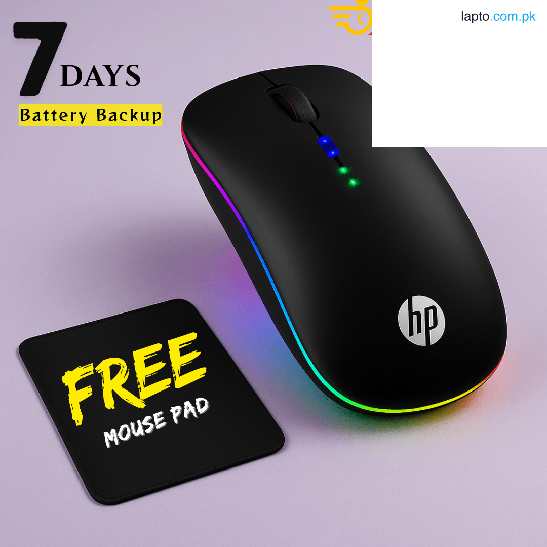 Ultra Slim RGB Bluetooth Wireless Mouse with dongle and Free mouse pad – Dual Mode 2.4G + BT, Rechargeable, Adjustable DPI, Silent Click | Optical Mouse for Laptop, PC, MacBook, Tablet, Smart TV | Free Mouse Pad Included