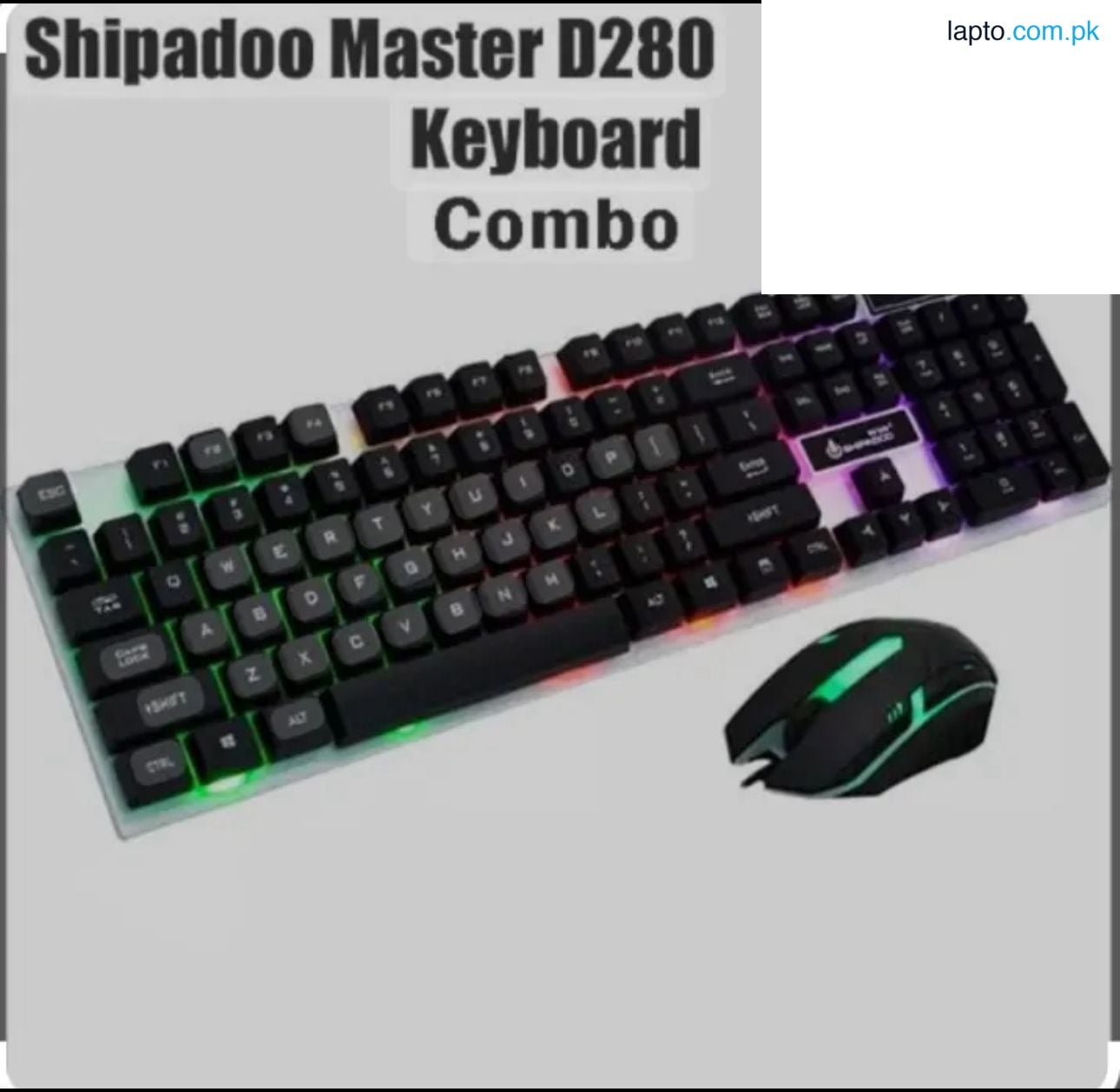 Shipadoo RGB Rainbow Glow Wired Gaming Keyboard & mouse combo Semi Mechanical Keyboard With LED Backlighting For gamerr Pc Typing Laptop Keyboard Mouse 1600 DpI Black & White