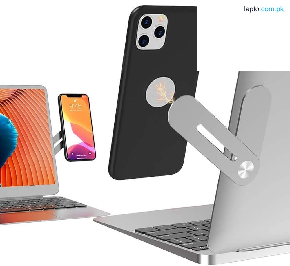 Laptop Phone Holder, Adjustable Laptop Side Mount, Laptop Stand, Computer Monitor Extension Holder, Slim Foldable Smartphone Stand to Improve Office Efficiency