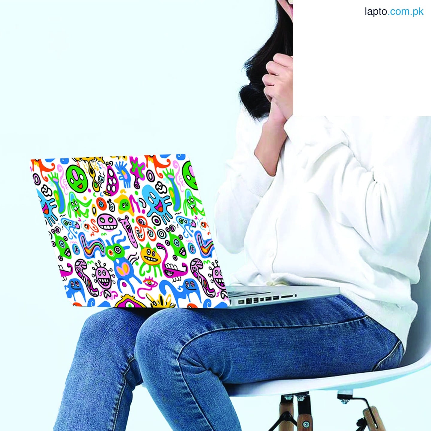 Multi Color Stickers , Doodle Art Laptop Skin Vinyl + Lamination Sticker Decal, 11 to 15 inch Tab or Laptop Skin Cover Art Decal Fits All Laptops