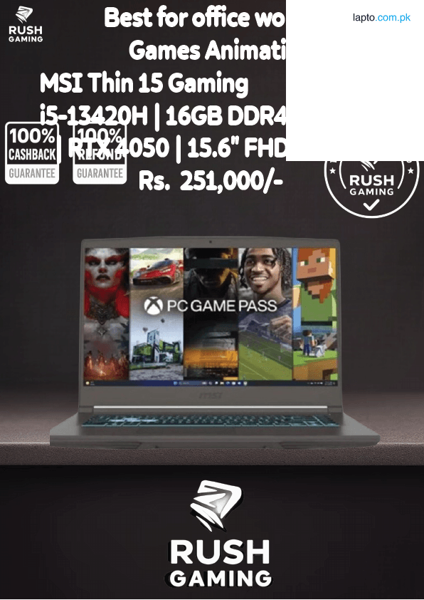 MSI THIN 15 B13VE-1451US Gaming Laptop | Intel® Core⢠i5-13420H 16GB DDR4 512GB SSD NVIDIA GeForce RTX 4050 15.6ⳠFHD 144Hz Display