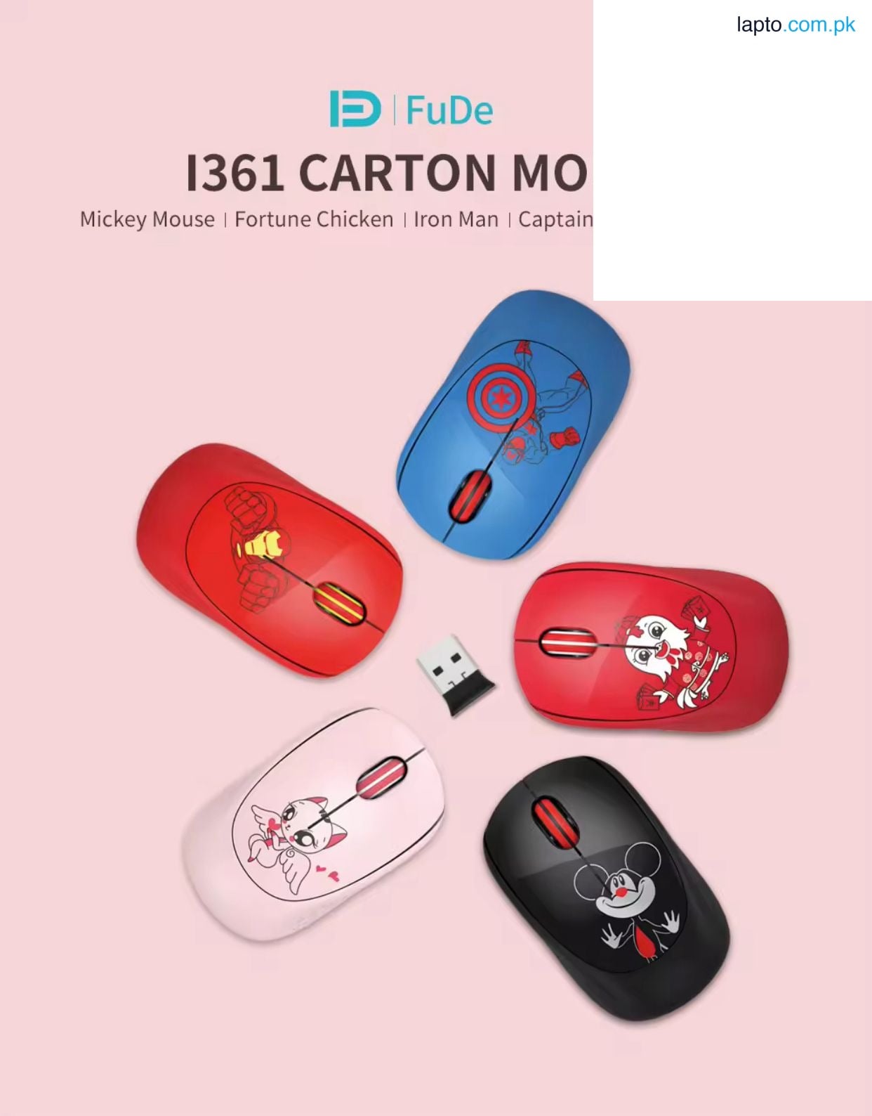 WIRELESS MOUSE FUDE 1361 CARTOON MOUSE WITH SILENT CLICK & LASER TECHNOLOGY HIGH QUALITY BRANDED