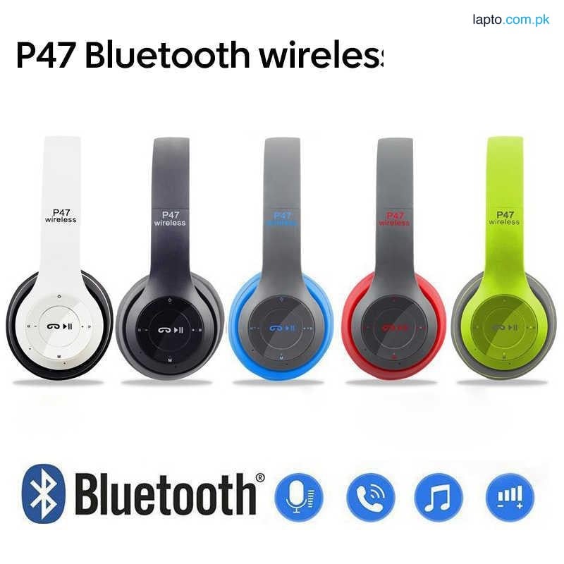 P47 Wireless Headset Bluetooth Stereo Foldable On-Ear Gaming Headphones with Noise Cancellation Microphone 3.5mm Audio Support for Smartphones Laptops Tablets