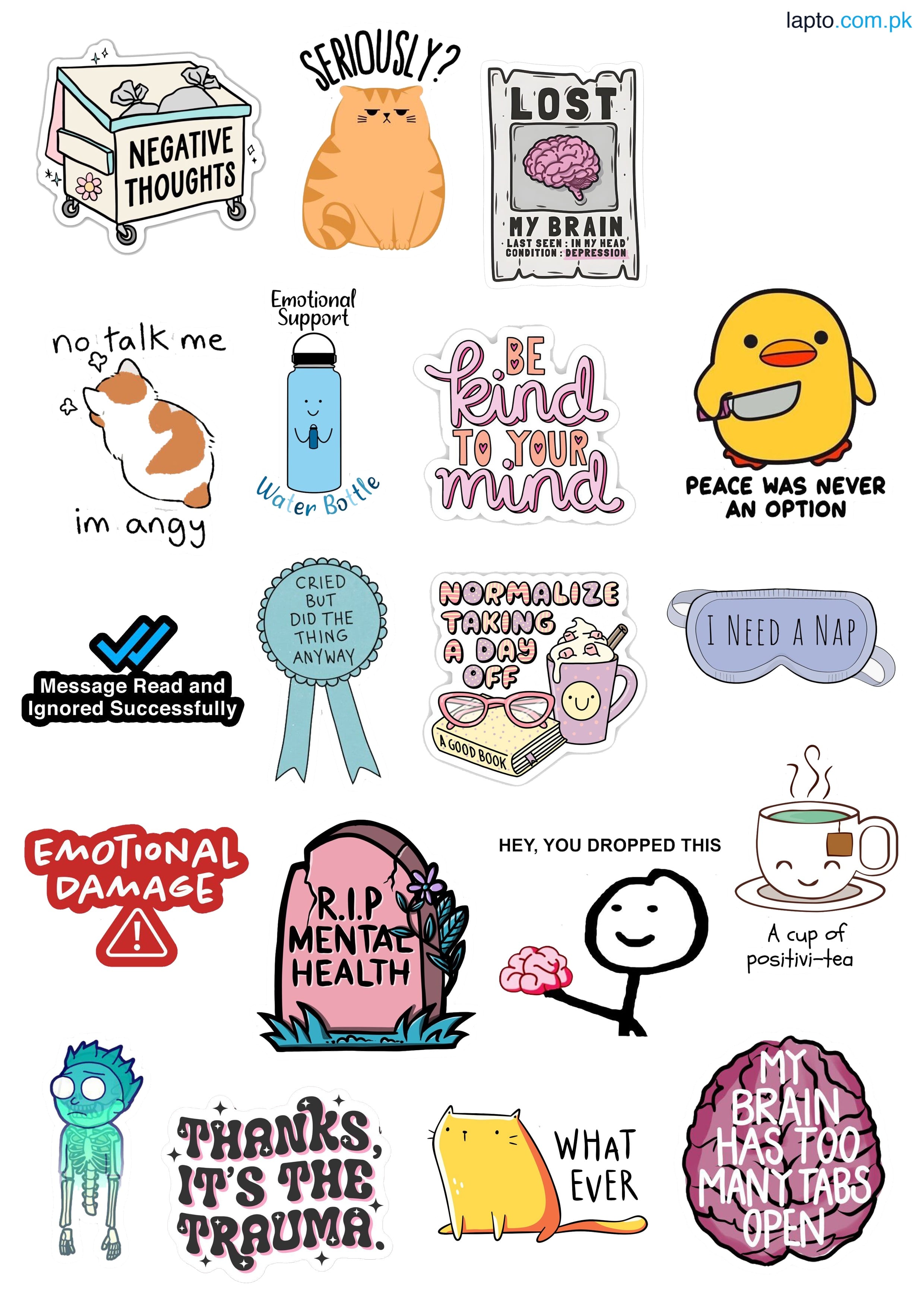 Emotional Stickers Aesthetic Stickers Mood Stickers 20 Pieces of Expression Stickers For Decoration Laptops Mobile and Journal Best Quality 2 - 3 Inch Adhesives Boys & Girls Vibes