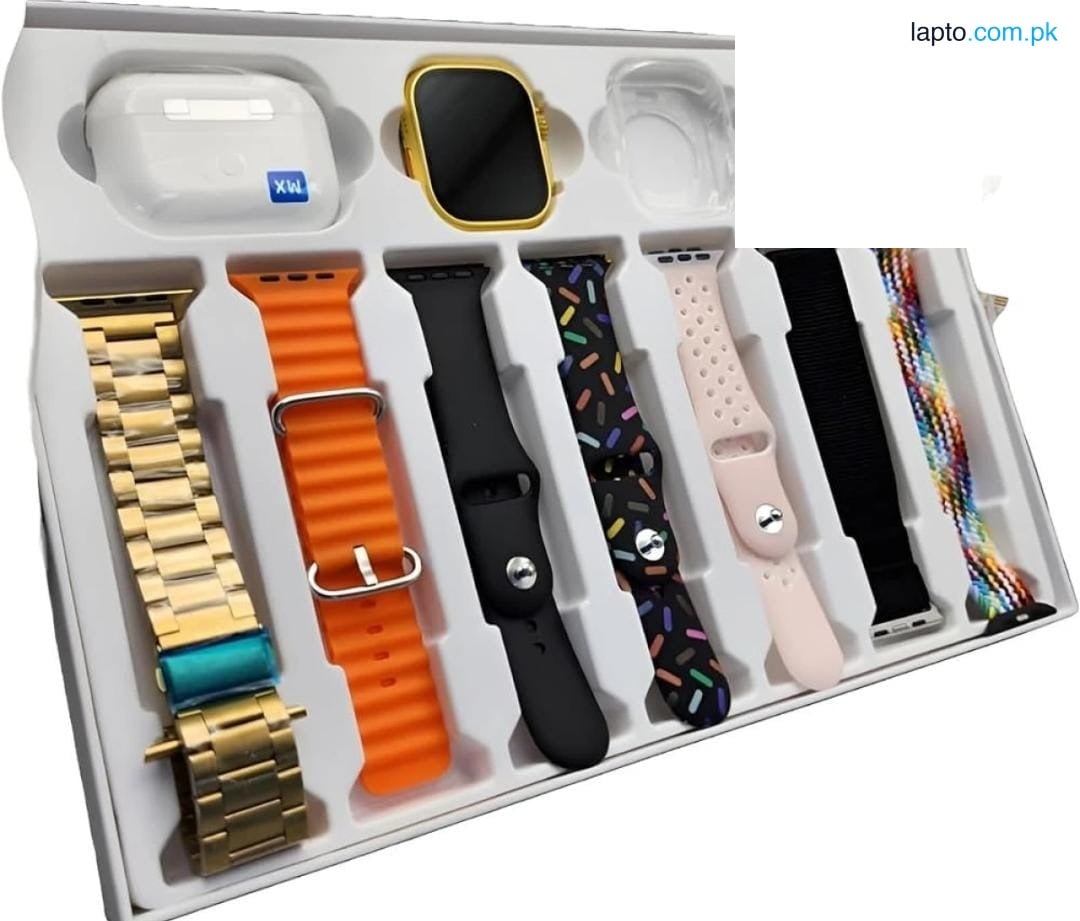 Orignal i20 Ultra Max Suit Smart Watch For Boys Girls Men Women 10 in 1 Box 2.3inch Large Screen Display 7 Straps in 1 Smart Watch with Earbuds Multi sport Waterproof Sleeping Call Heartbeat Rate Monitoring