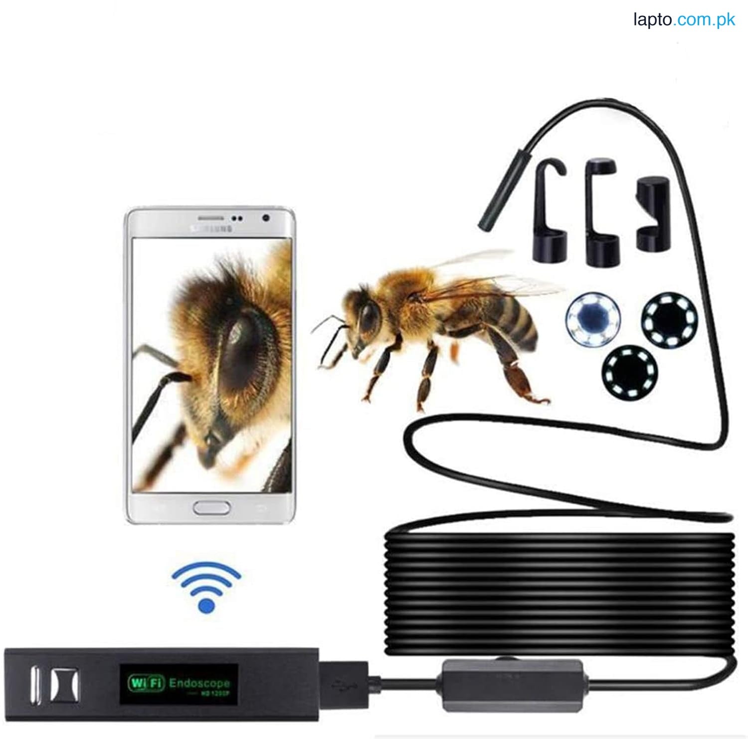 Endoscope Inspection Camera, 2.0 MP HD Wireless Inspection Camera WiFi Endoscope,1200P USB Borescope Waterproof IP68 with 8 Adjustable LEDs,Compatible with IOS, Android, Windows,Mac E R2136
