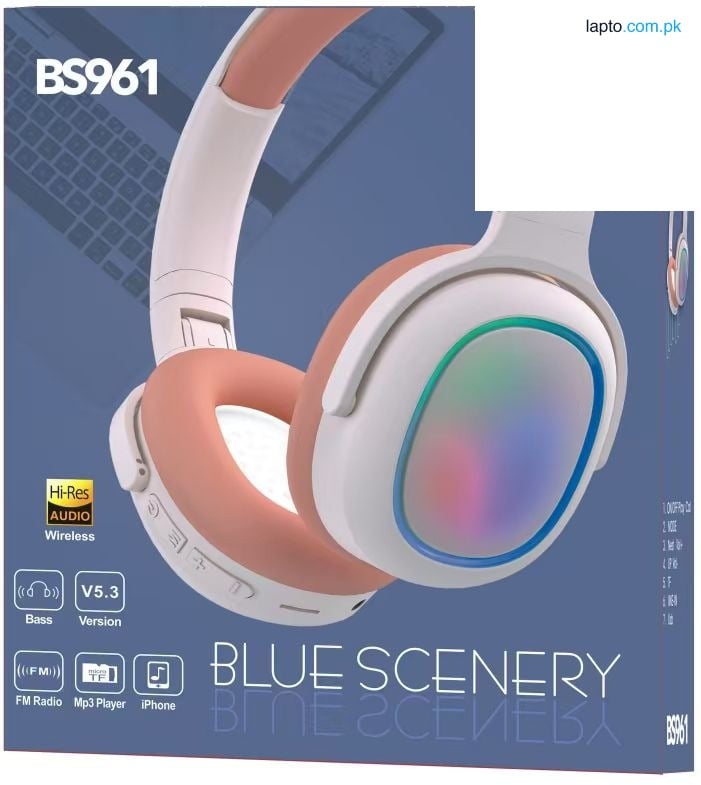 BS961C Wireless Bluetooth Headphones V5.3 | Hi-Res Audio ANC Headset | Deep Bass Over-Ear with FM Radio/TF Card Slot | Stylish Heaheadphones p9 stereo phone Bs961 Bluetooth wireless handset wireless headphones colours wireless ..