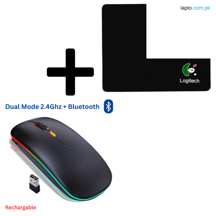 Hawk HK01 Bluetooth Dual-Mode Rechargeable RGB Silent Click Mouse with free Mousepad